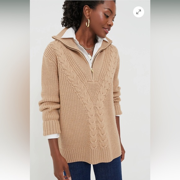 Tuckernuck Camel Quarter Zip Estella Sweater, XS, NWT - Picture 5 of 6